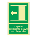 La porte coulissante s'ouvre vers la gauche