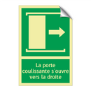 La porte coulissante s'ouvre vers la droite