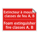 Extincteur à mousse classes de /.../ - Foam extinguisher fire classes /.../