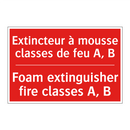 Extincteur à mousse classes de /.../ - Foam extinguisher fire classes /.../