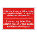 Extincteur à mousse Utilisé contre /.../ - Foam extinguisher Used against /.../