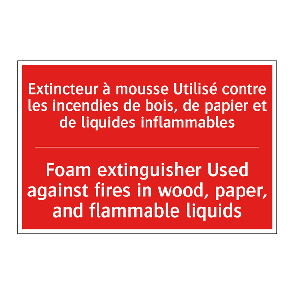 Extincteur à mousse Utilisé contre /.../ - Foam extinguisher Used against /.../
