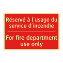 Réservé à l'usage du service d'incendie /.../ - For fire department use only