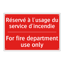 Réservé à l'usage du service d'incendie /.../ - For fire department use only
