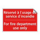 Réservé à l'usage du service d'incendie /.../ - For fire department use only