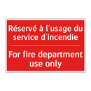 Réservé à l'usage du service d'incendie /.../ - For fire department use only