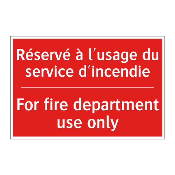 Réservé à l'usage du service d'incendie /.../ - For fire department use only