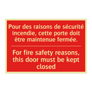 Pour des raisons de sécurité incendie, /.../ - For fire safety reasons, this /.../