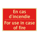 En cas d'incendie - For use in case of fire