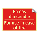 En cas d'incendie - For use in case of fire