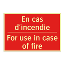 En cas d'incendie - For use in case of fire