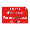 En cas d'incendie - For use in case of fire