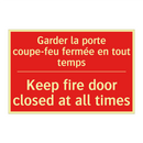 Garder la porte coupe-feu fermée /.../ - Keep fire door closed at all times /.../