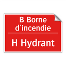 B Borne d'incendie - H Hydrant