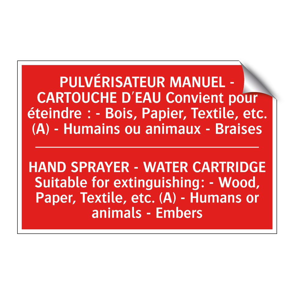 PULVÉRISATEUR MANUEL - CARTOUCHE /.../ - HAND SPRAYER - WATER CARTRIDGE /.../