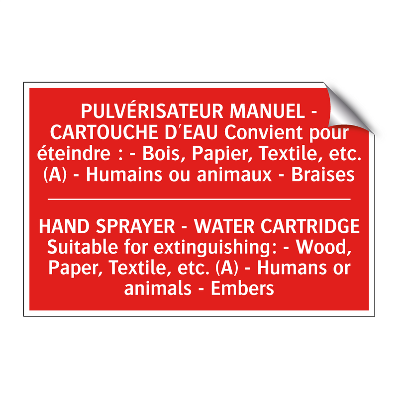 PULVÉRISATEUR MANUEL - CARTOUCHE /.../ - HAND SPRAYER - WATER CARTRIDGE /.../