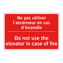 Ne pas utiliser l'ascenseur en /.../ - Do not use the elevator in case /.../