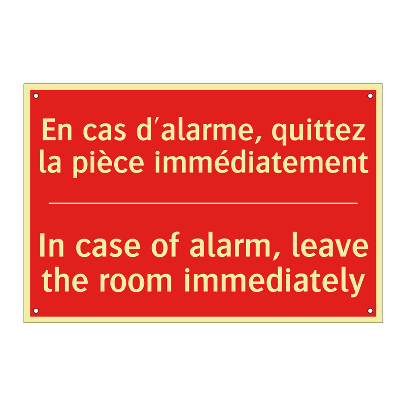En cas d'alarme, quittez la pièce /.../ - In case of alarm, leave the room /.../