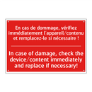 En cas de dommage, vérifiez immédiatement /.../ - In case of damage, check the device/content /.../