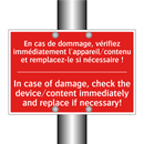 En cas de dommage, vérifiez immédiatement /.../ - In case of damage, check the device/content /.../