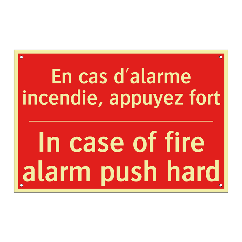 En cas d'alarme incendie, appuyez /.../ - In case of fire alarm push hard /.../