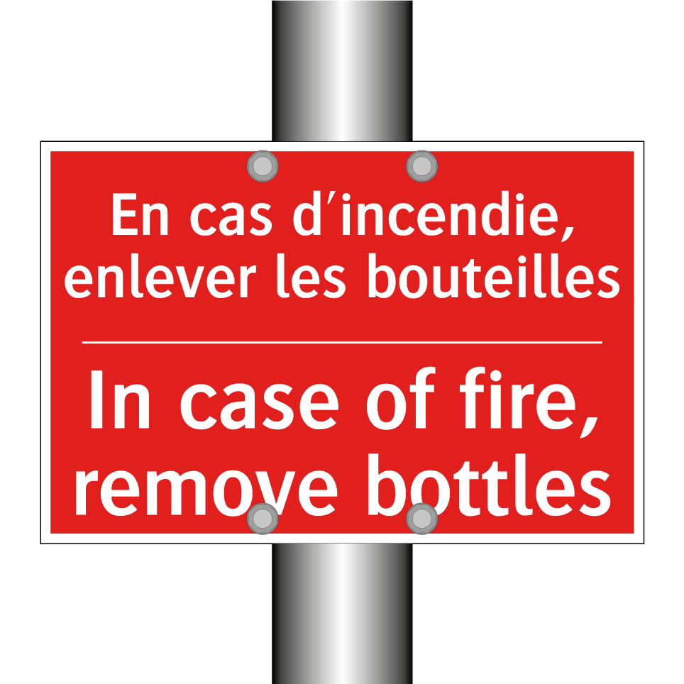 En cas d'incendie, enlever les /.../ - In case of fire, remove bottles /.../
