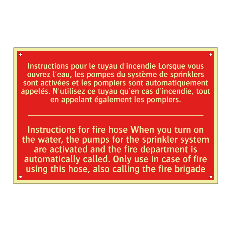 Instructions pour le tuyau d'incendie /.../ - Instructions for fire hose When /.../