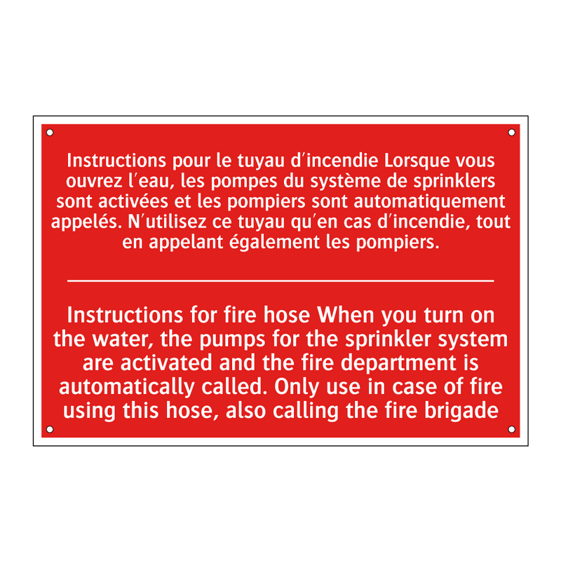 Instructions pour le tuyau d'incendie /.../ - Instructions for fire hose When /.../