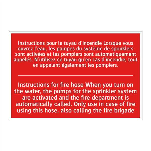 Instructions pour le tuyau d'incendie /.../ - Instructions for fire hose When /.../