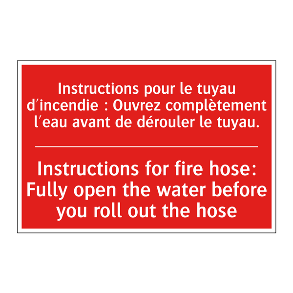 Instructions pour le tuyau d'incendie /.../ - Instructions for fire hose: Fully /.../