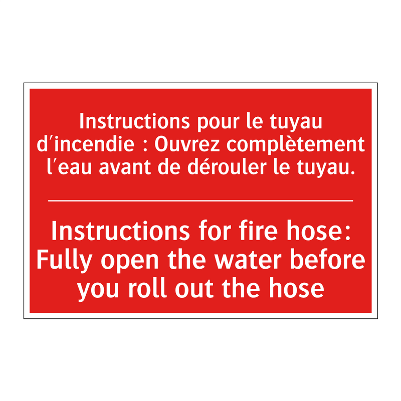 Instructions pour le tuyau d'incendie /.../ - Instructions for fire hose: Fully /.../
