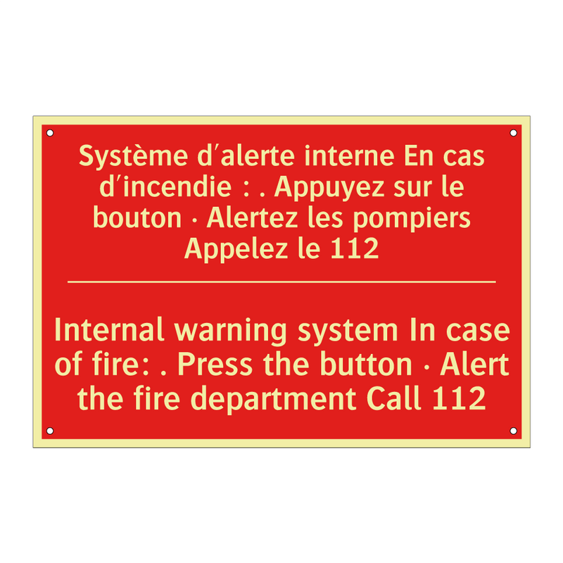 Système d'alerte interne En cas /.../ - Internal warning system In case /.../