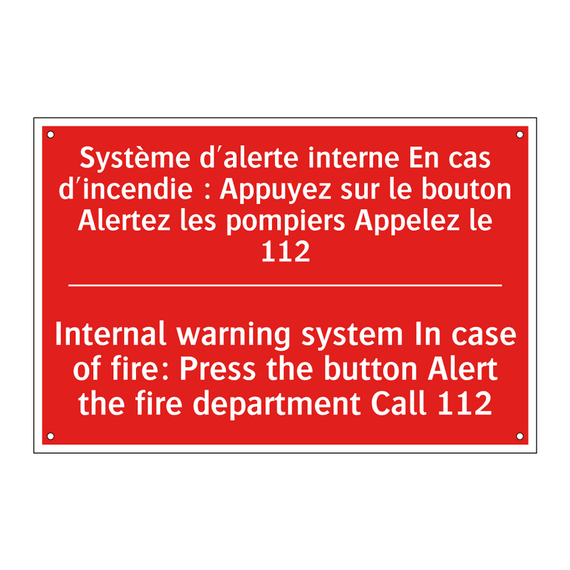 Système d'alerte interne En cas /.../ - Internal warning system In case /.../
