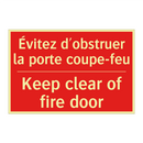 Évitez d'obstruer la porte coupe-feu /.../ - Keep clear of fire door