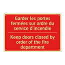 Garder les portes fermées sur /.../ - Keep doors closed by order of /.../