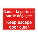 Garder la porte de sortie dégagée /.../ - Keep escape door clear