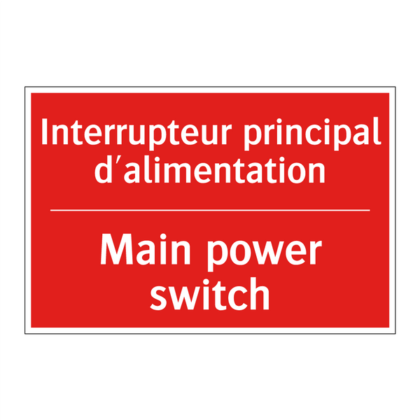 Interrupteur principal d'alimentation /.../ - Main power switch