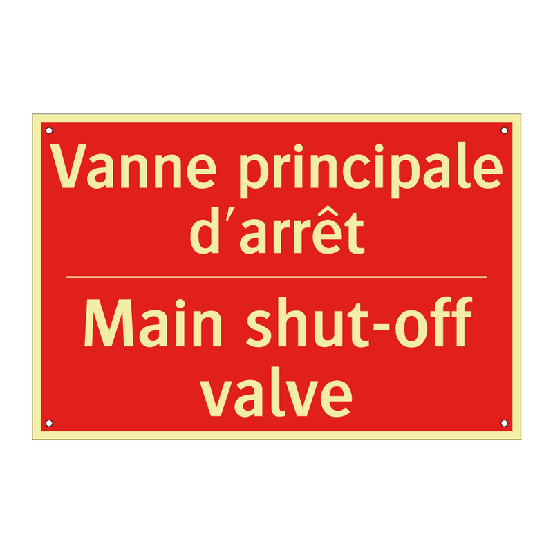 Vanne principale d'arrêt - Main shut-off valve