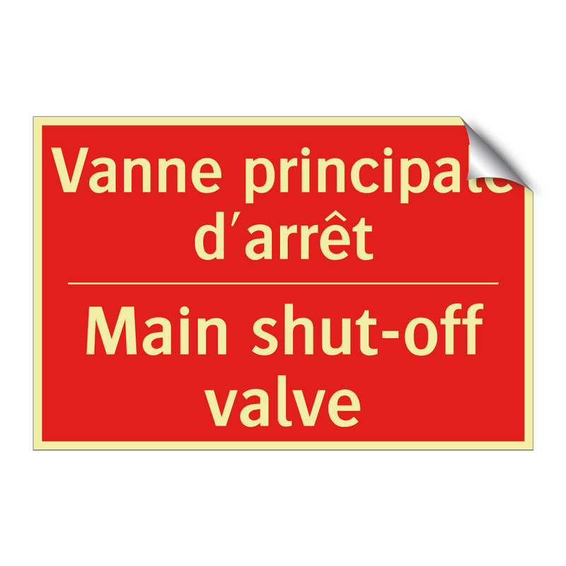 Vanne principale d'arrêt - Main shut-off valve