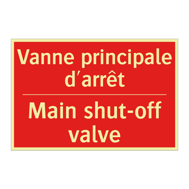 Vanne principale d'arrêt - Main shut-off valve