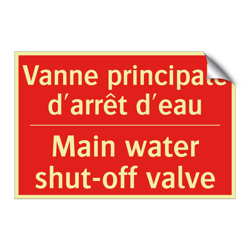 Vanne principale d'arrêt d'eau - Main water shut-off valve