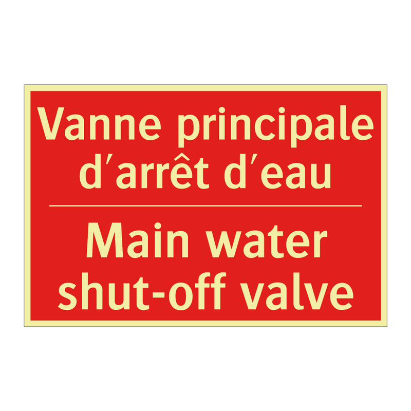 Vanne principale d'arrêt d'eau - Main water shut-off valve