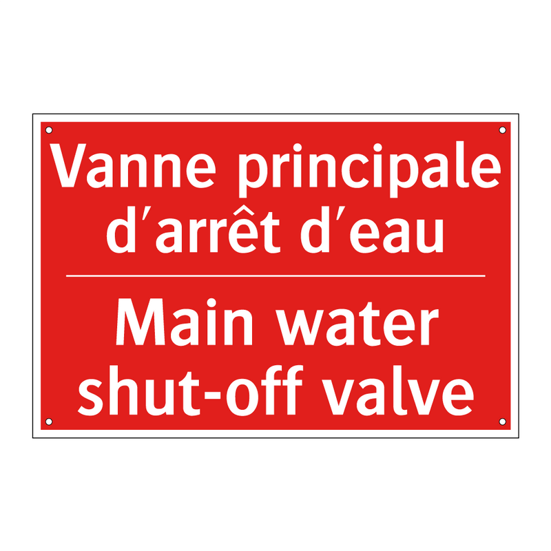 Vanne principale d'arrêt d'eau - Main water shut-off valve