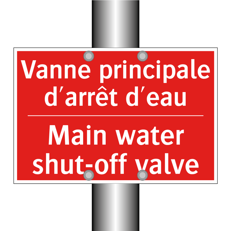 Vanne principale d'arrêt d'eau - Main water shut-off valve