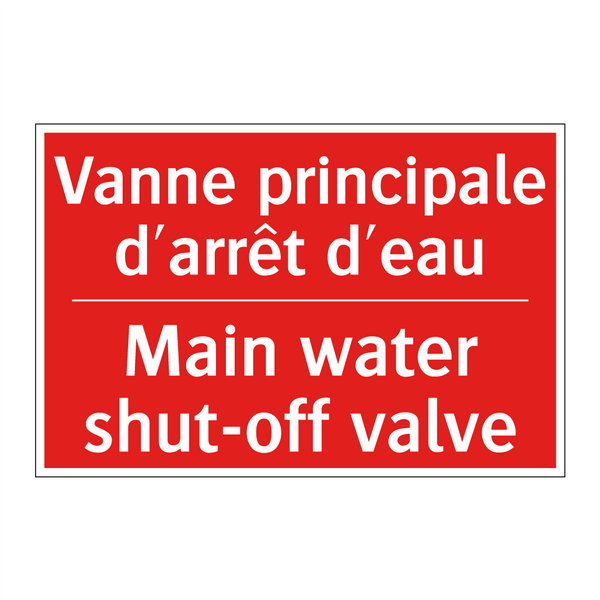 Vanne principale d'arrêt d'eau - Main water shut-off valve