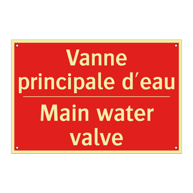 Vanne principale d'eau - Main water valve