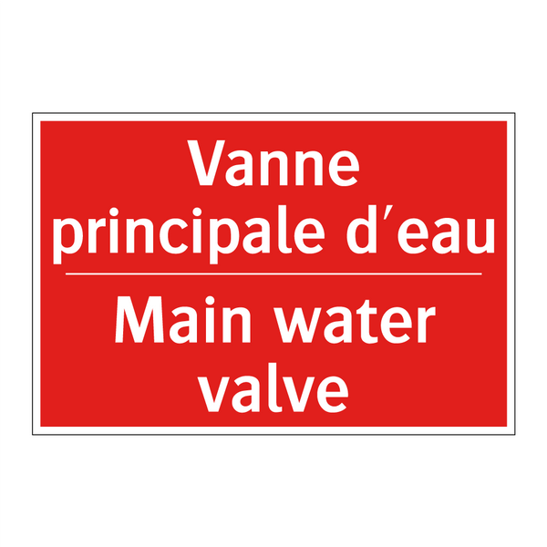 Vanne principale d'eau - Main water valve