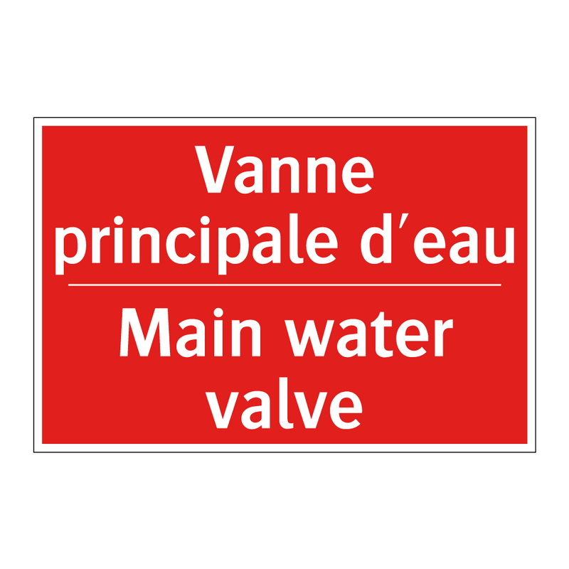 Vanne principale d'eau - Main water valve