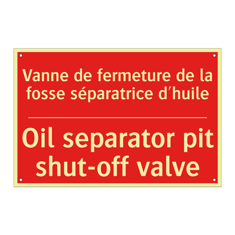 Vanne de fermeture de la fosse /.../ - Oil separator pit shut-off valve /.../