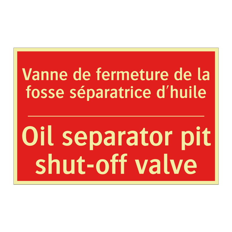 Vanne de fermeture de la fosse /.../ - Oil separator pit shut-off valve /.../